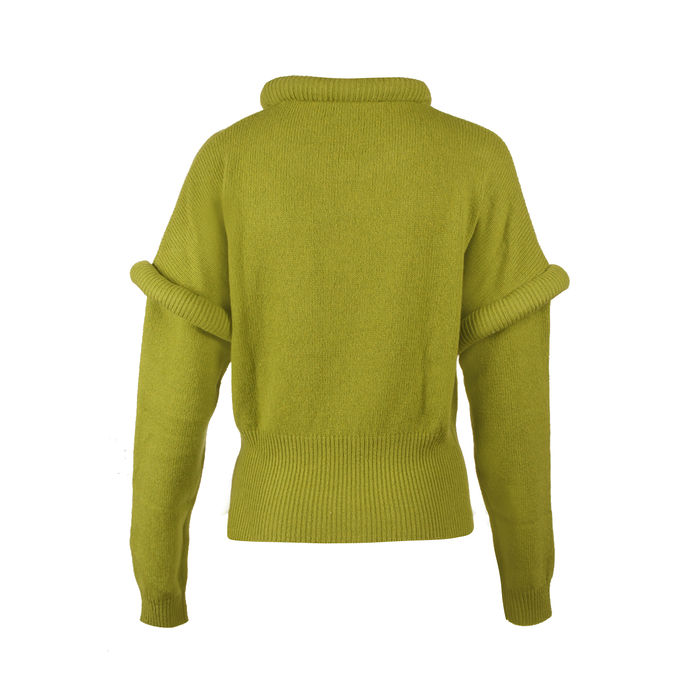 Federica Tosi Pull In Lana Con Maniche Staccabili Donna Verde Acido