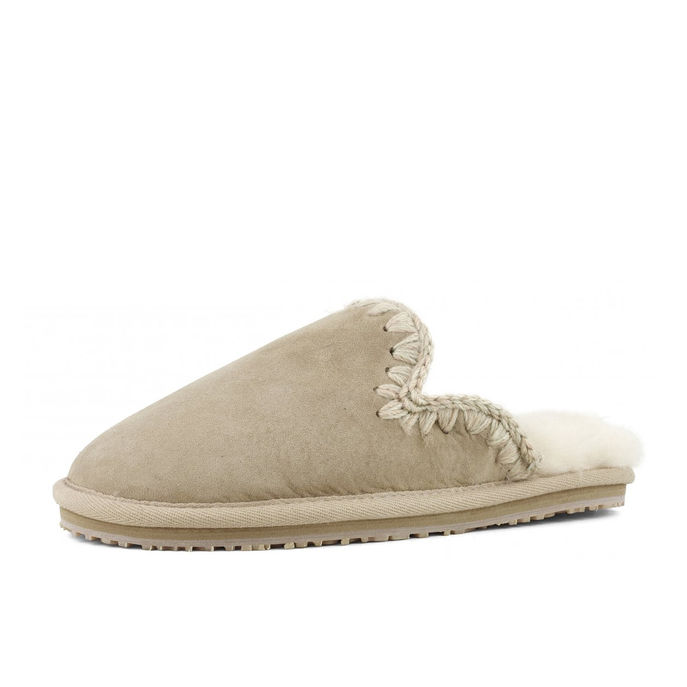 MOU SLIPPERS SUEDE ESKIMO STITCH Donna Camel Mascheroni Store