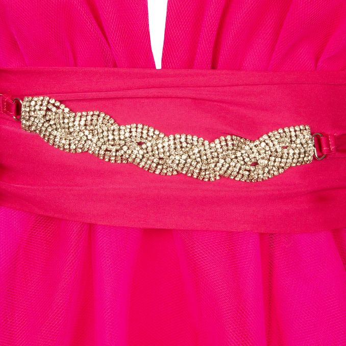 ABITO BARBIE LUNGO CON STRASS Donna Fuxia