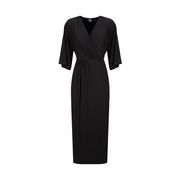 ABITO CANORE IN JERSEY CON SCOLLO A V INCROCIATO Donna Nero ABITO CANORE IN JERSEY CON SCOLLO A V INCROCIATO Donna Nero