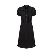 ABITO CHEMISIER A GIROCOLLO CON FIOCCO PIU' ROUCHES Donna Nero ABITO CHEMISIER A GIROCOLLO CON FIOCCO PIU' ROUCHES Donna Nero