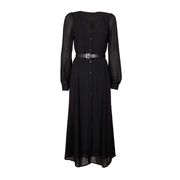 ABITO CHEMISIER IN PLUMETIS CON CINTURA Donna Black ABITO CHEMISIER IN PLUMETIS CON CINTURA Donna Black