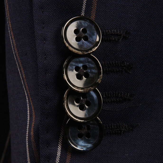 ABITO COLLO LANCIA TASCA GESSATO Blu Rigato