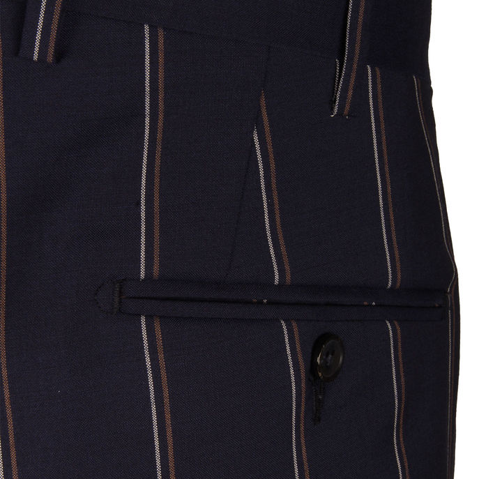 ABITO COLLO LANCIA TASCA GESSATO Blu Rigato