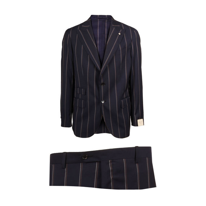 ABITO COLLO LANCIA TASCA GESSATO Blu Rigato