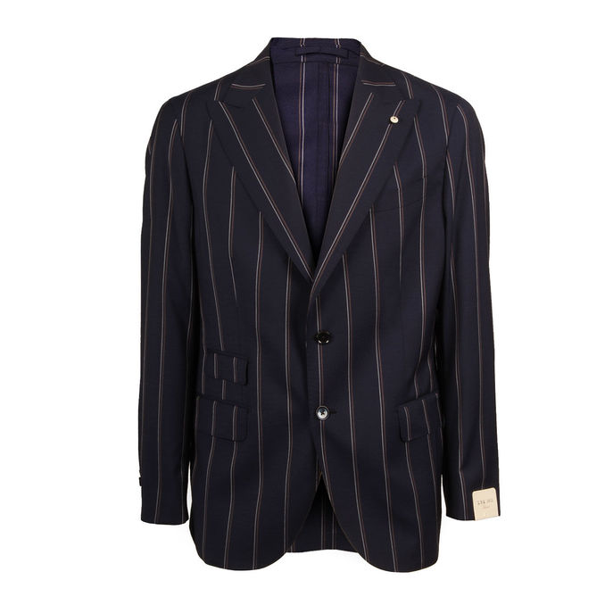 ABITO COLLO LANCIA TASCA GESSATO Blu Rigato