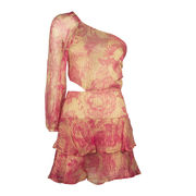 ABITO CORTO MONOSPALLA IN SETA Donna Beige Peonia ABITO CORTO MONOSPALLA IN SETA Donna Beige Peonia
