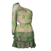ABITO CORTO MONOSPALLA IN SETA Donna Verde Peonia ABITO CORTO MONOSPALLA IN SETA Donna Verde Peonia