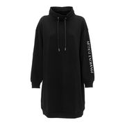 ABITO FELPA CON COLLO ALTO E LOGO STRASS Donna Nero ABITO FELPA CON COLLO ALTO E LOGO STRASS Donna Nero