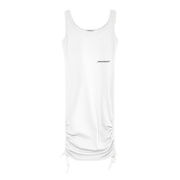 ABITO IN COSTINA CON ARRICCIATURE E STAMPA Donna Bianco ABITO IN COSTINA CON ARRICCIATURE E STAMPA Donna Bianco