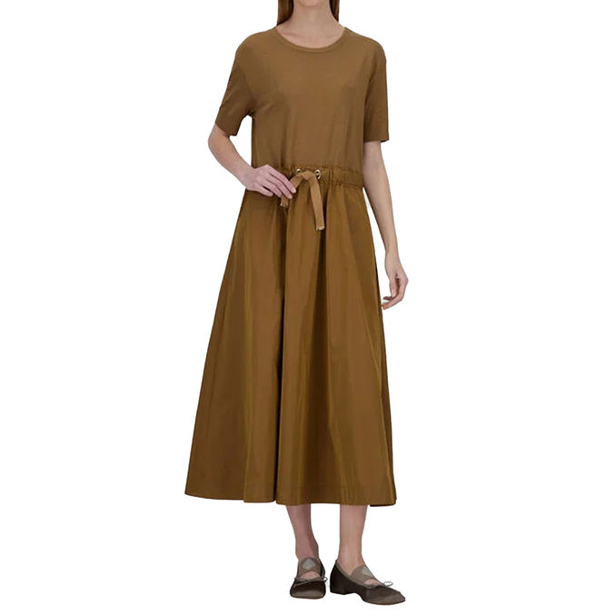 ABITO IN GLAM KNIT EFFECT E TECHNO TAFFETÀ