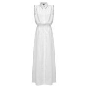 ABITO LUNGO CON COLLETTO CAMICA Donna Bianco ABITO LUNGO CON COLLETTO CAMICA Donna Bianco