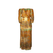 ABITO LUNGO CON SPACCO E SPALLE SCOPERTE Donna Beige Verde Arancio ABITO LUNGO CON SPACCO E SPALLE SCOPERTE Donna Beige Verde Arancio