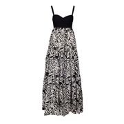 ABITO LUNGO CRUDELIA SMANICATO IN MUSSOLA FANTASIA Donna Avorio Nero ABITO LUNGO CRUDELIA SMANICATO IN MUSSOLA FANTASIA Donna Avorio Nero