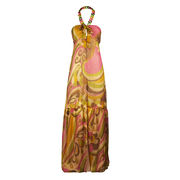 ABITO LUNGO IN SETA CON CATENA MULTICOLOR Donna Seonfu Fuxia ABITO LUNGO IN SETA CON CATENA MULTICOLOR Donna Seonfu Fuxia