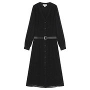 ABITO LUNGO SCOLLO CON BOTTONI E CINTURA Donna Black ABITO LUNGO SCOLLO CON BOTTONI E CINTURA Donna Black