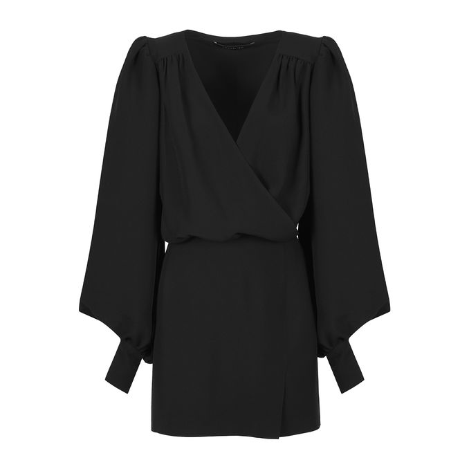 ABITO MANICHE BALOON SCOLLO A V Donna Nero