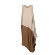 ABITO SMANICATO BICOLOR CON TAGLIO ASIMMETRICO Donna Beige moro ABITO SMANICATO BICOLOR CON TAGLIO ASIMMETRICO Donna Beige moro