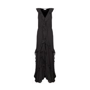 ABITO SMANICATO LUNGO IN JERSEY CON VOLANT Donna Black ABITO SMANICATO LUNGO IN JERSEY CON VOLANT Donna Black