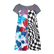 ABITO TRENTO Donna Bianco Nero Azzurro ABITO TRENTO Donna Bianco Nero Azzurro