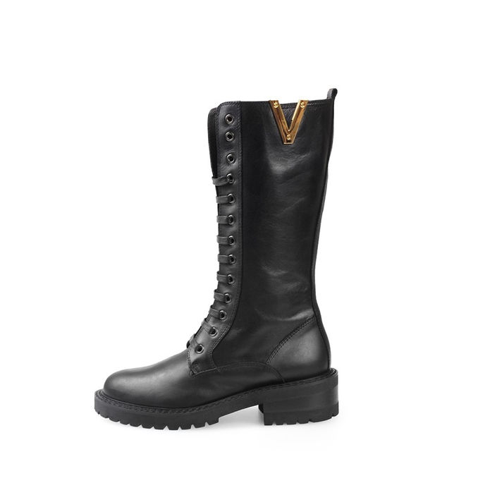 ANFIBIO ALTO STRINGATO E V ORO Donna Nero