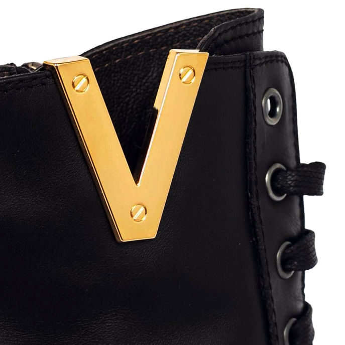 ANFIBIO STRINGATO PELLE V Donna Nero