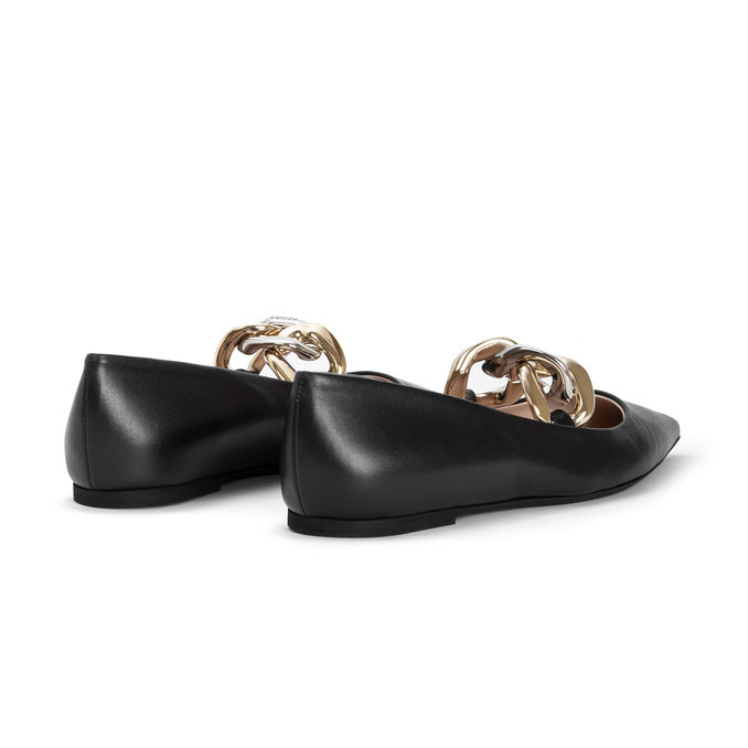 BALLERINA CON CATENA IN PELLE Donna Nero