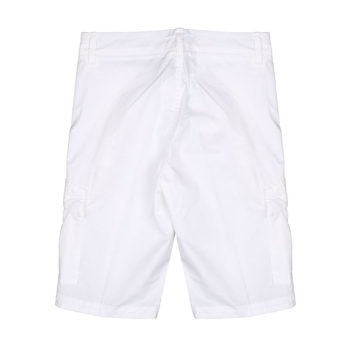 BERMUDA CARGO IN COTONE STRETCH PATCH LOGO Kids Bianco