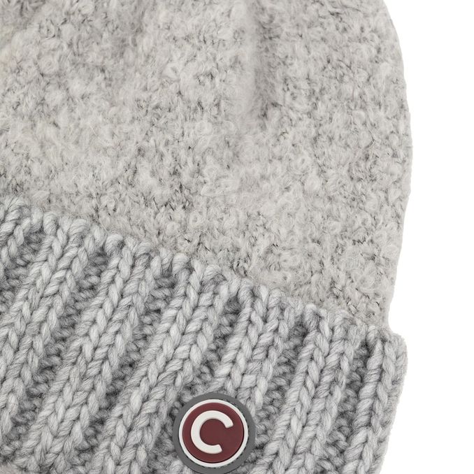 BERRETTO IN FILATO BOUCLE' CON POMPON Donna Grigio Melange