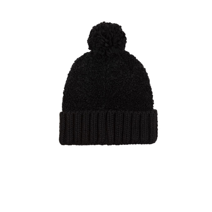 BERRETTO IN FILATO BOUCLE' CON POMPON Donna Nero