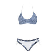 BIKINI TRIANGOLO UNITO CON BORDO CROCHET Donna Bianco Avio BIKINI TRIANGOLO UNITO CON BORDO CROCHET Donna Bianco Avio