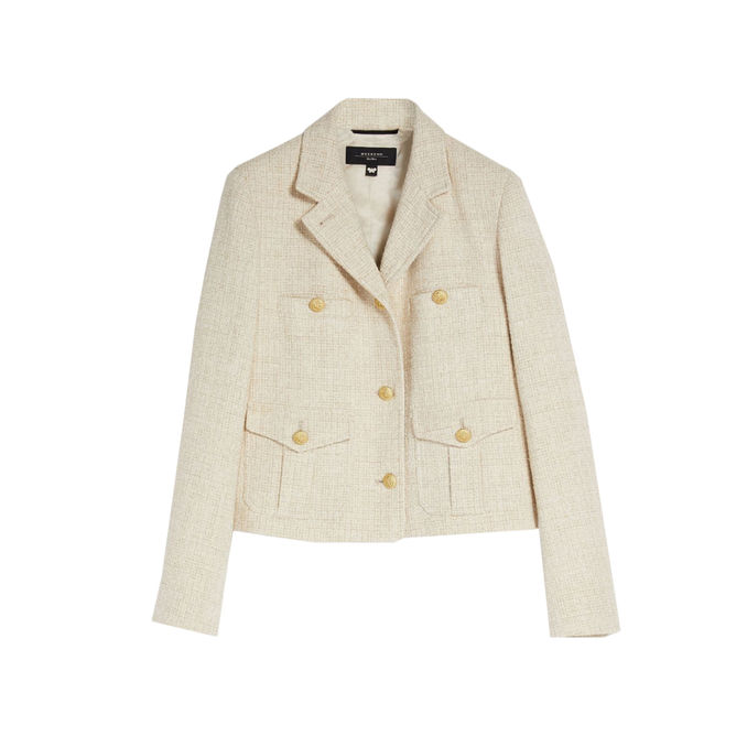 BLAZER SAGGIO IN TESSUTO AMMAGLIATO Donna Ecru