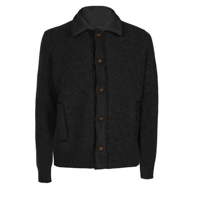 BLOUSON CON INSERTI IN MONTONE Uomo Nero
