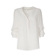 Blusa donna smanicata in satin sampato pois