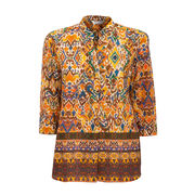 BLUSA COLLO COREANA CON FANTASIA Donna Arancio Mussola BLUSA COLLO COREANA CON FANTASIA Donna Arancio Mussola