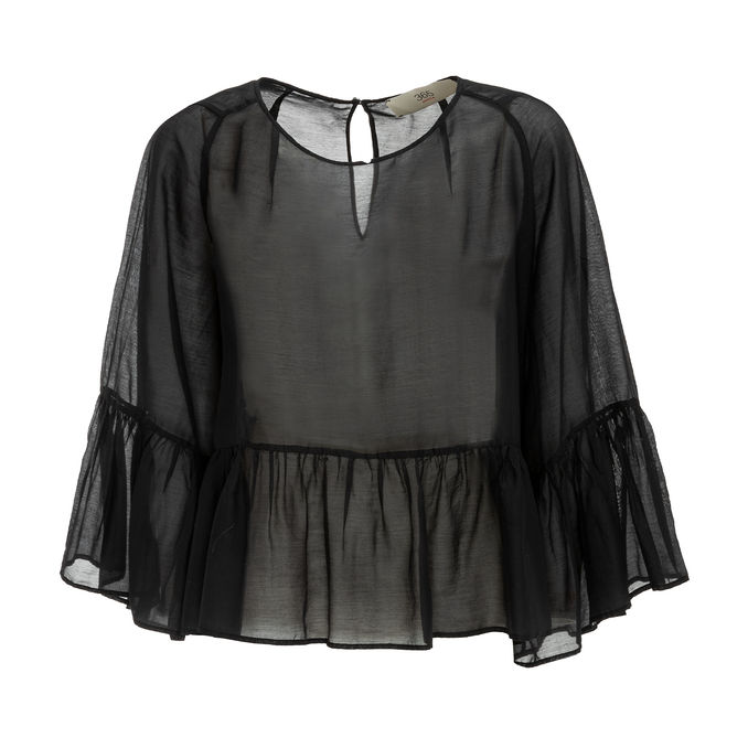 BLUSA CON BALZA Donna Nero