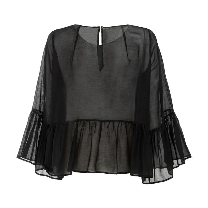 BLUSA CON BALZA Donna Nero
