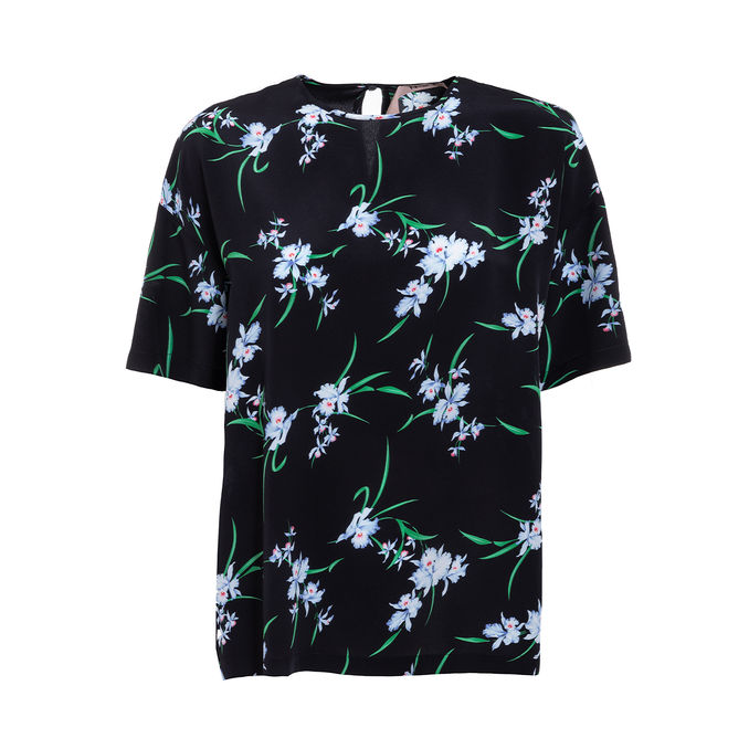 BLUSA FIORATA IN SETA Donna Nero