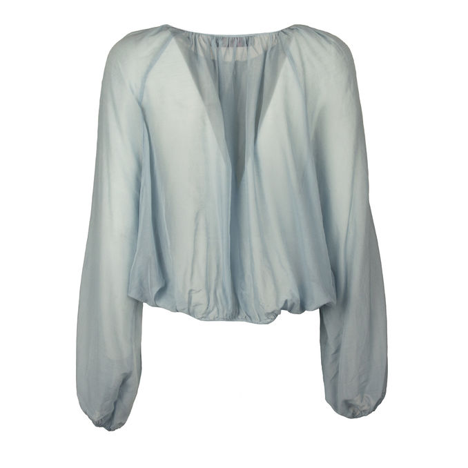 BLUSA GIROCOLLO MUSSOLA Donna Azzurro