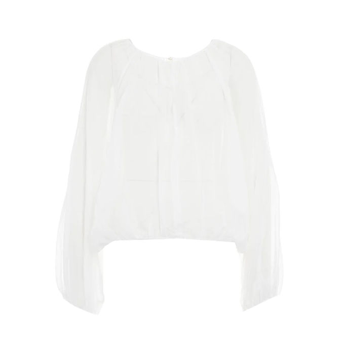BLUSA GIROCOLLO MUSSOLA Donna Bianco
