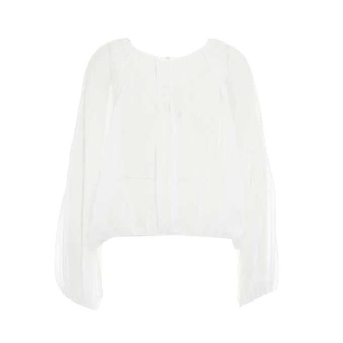 BLUSA GIROCOLLO MUSSOLA Donna Bianco