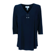 BLUSA IN JERSEY CON OCCHIELLI Donna Blu BLUSA IN JERSEY CON OCCHIELLI Donna Blu