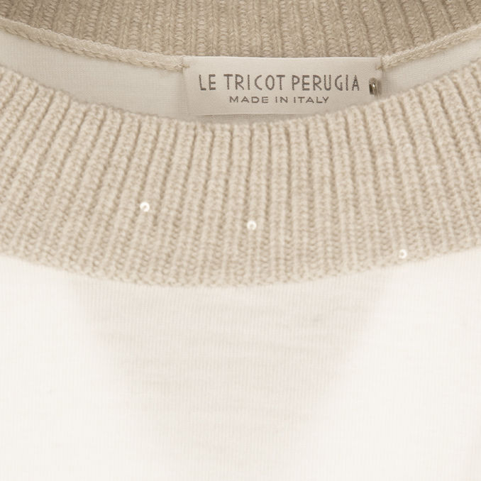 BLUSA IN LANA STRETCH Donna Bianca e Beige