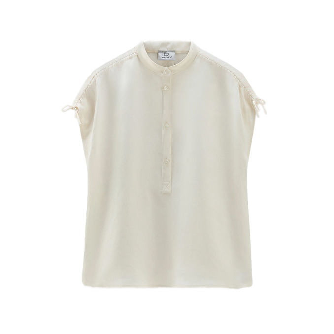 BLUSA IN MISTO LINO Donna Plaster White