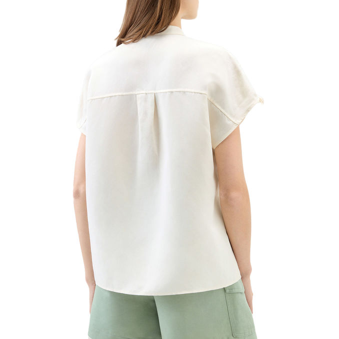 BLUSA IN MISTO LINO Donna Plaster White