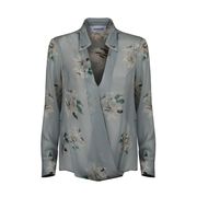BLUSA MANICA LUNGA IN SETA STAMPA FIORI Donna Acqua BLUSA MANICA LUNGA IN SETA STAMPA FIORI Donna Acqua