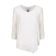 BLUSA SCIVOLATA CON MANICHE SEMITRASPARENTI Donna Vanilla BLUSA SCIVOLATA CON MANICHE SEMITRASPARENTI Donna Vanilla