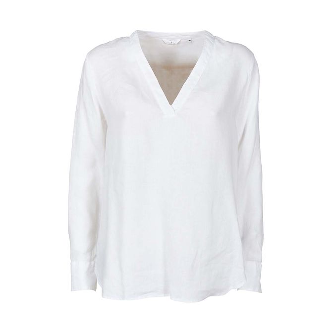 BLUSA SCOLLO V IN LINO Donna Bianco