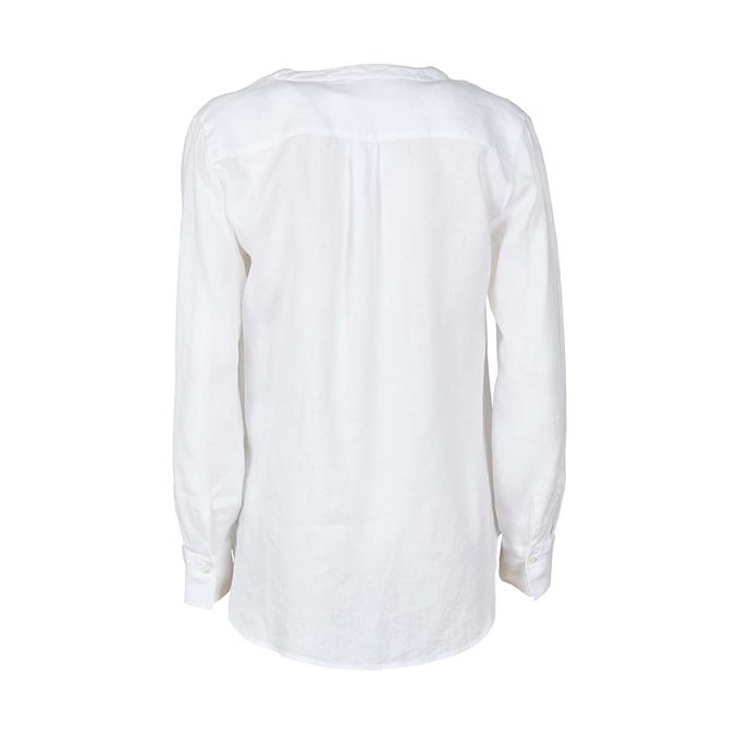 BLUSA SCOLLO V IN LINO Donna Bianco