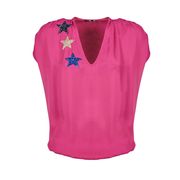 BLUSA SMANICATA IN CREPE CON STELLE STRASS Donna Ciclamino BLUSA SMANICATA IN CREPE CON STELLE STRASS Donna Ciclamino